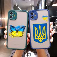 【HOT】❉✷◎ Ukrainian Flag Map for iPhone 12 13 14 MAX X XS XR 8 7 Shockproof Armor Matte Cover Fundas