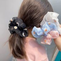 INS Daisy Flowers Chiffon Hair Scrunchies/ Transparent Tulle Chamomile Hair Bands/ Cute Thin Mesh Elastic Hair Rubber Bands