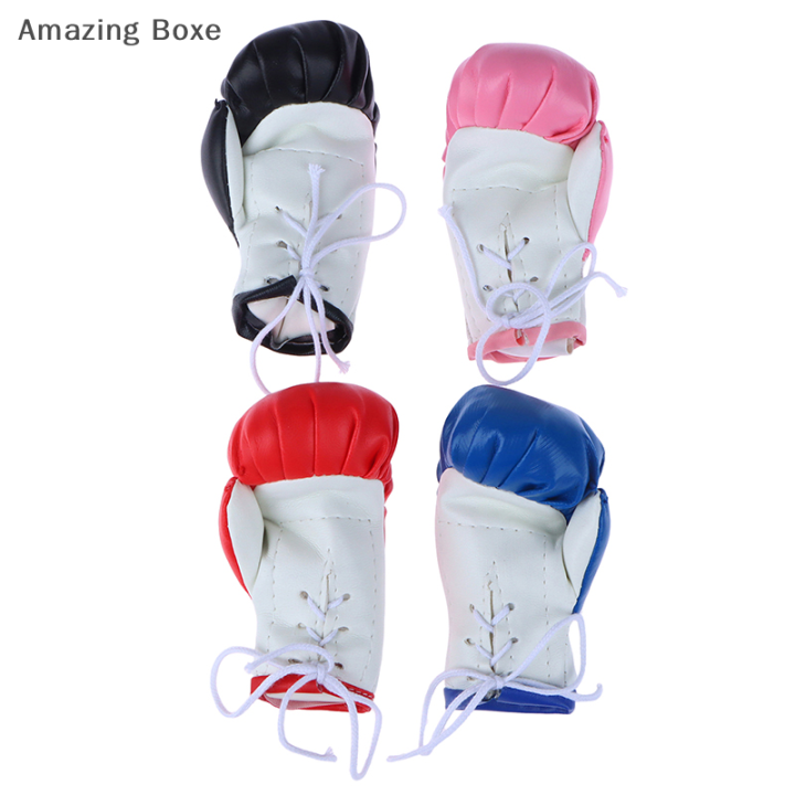 amazing-boxe-อุปกรณ์ตกแต่งภายในรถพวงกุญแจตกแต่งความเย็นสำหรับนักมวย10cm-ถุงมือมวยห้อยจี้หนังกระจก