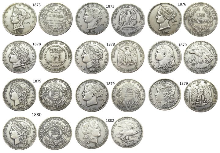 ชุดเหรียญเงินชุบเงิน11ชิ้น-1873-1882-จากสหรัฐอเมริกาขายดีที่สุด
