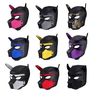 10 Colors New Puppy Sexy Cosplay Costumes Party Pu Leather Rubber Unisex Mask Funny Full Head Hood Masks For Dog Roleplay