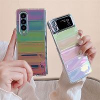 Fashion Clear Laser Phone Case For Samsung Galaxy Z Flip 5 4 3 Flip3 Flip4 5G Cover Cute Hard Cases For Z Fold 3 4 Fold4 Funda