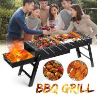 Outdoors 60.5X22X37cm Fold Barbecue Furnace Portable Barbecue Frame Drawer Type Charcoal Oven Bbq Camp Foldable Barbecue Frame