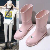 COD dsdgfhgfsdsss Japanese Style Mid-Tube Cute Rain Boots Womens Lightweight Anti-Slip Fashionable Waterproof