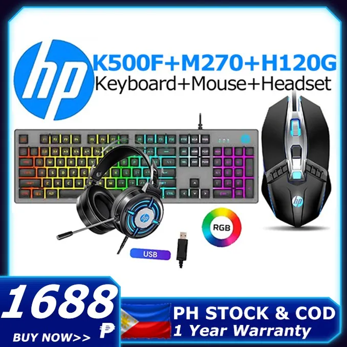 HP K500F /K500Y Gaming Keyboard M270 MOUSE HP H120G RGB set with LED