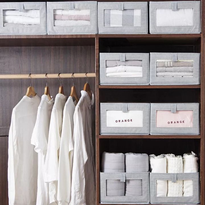 กล่องเก็บของพับได้-ที่เก็บผ้า-กล่องเก็บเสื้อผ้า-ที่เก็บชุดชั้นใน-กางเกงใน-เก็บกระเป๋า-เก็บกางเกงยีนส์-จัดระเบียบเสื้อผ้า-clothes-storage-box