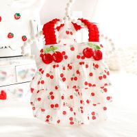 Summer New Pet Princess Dress Breathable Thin Cotton Material Skirt Printed with Cherry Small Medium Dog Cat Clothes Pet Apparel Dresses