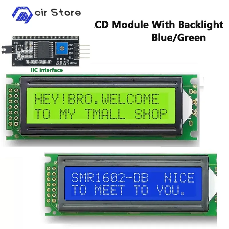 1PCS LCD module Blue Green screen IIC/I2C 1602 for arduino 1602