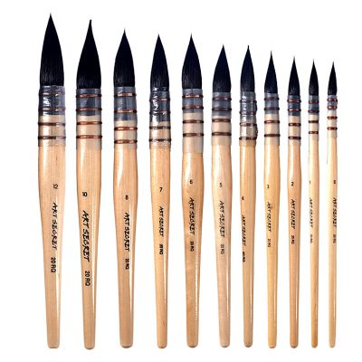 【YF】 High Quality Squirrel Hair Wood Log Handle Round Paint Brushes Set Professional Painting Brush for Art Watercolor Gouache