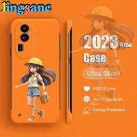 Jingsanc สำหรับ Reno 10 Pro + 8Z 8 7Z 7 6 5 2Z 2 A98 5กรัม A78 A76 A55 A58 A96 A31ค้นหา X5 Pro Plus 5G 4G เคสโทรศัพท์สาวสวยแบบด้านสีลูกกวาดพีซีไร้กรอบ m001-3เคสสีส้มฤดูใบไม้ร่วง