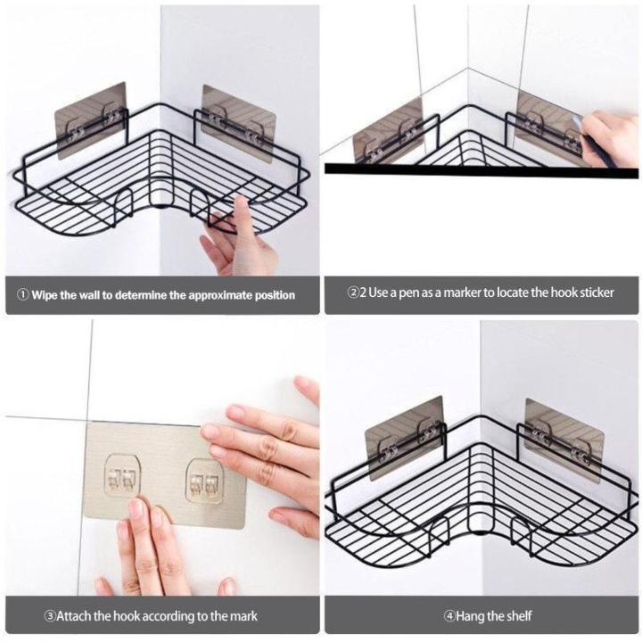 ชั้นวางของห้องอาบน้ำติดมุมชั้นวางของในห้องน้ำชั้นวางของอาบน้ำฝักบัวอาบน้ำติดผนังพร้อมกาว4แพ็คออแกไนเซอร์จัดเก็บชั้นวางของในห้องน้ำชั้นวางของเข้ามุมห้องอาบน้ำติดมุมสำหรับห้องน้ำ