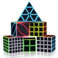 QIYI Cube 2x2 3x3 4x4 5x5  Pyramid Maple leaf Carbon Fiber Sticker Speed Magic Cube Puzzle Toys For Children Kids Gift Toy Brain Teasers