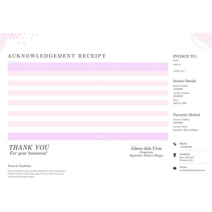 personalized acknowledgement receipt w/ duplicate or triplicate | Lazada PH