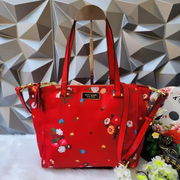 Kate Spade Flowers Poppy Red Pink Tote in Multicolor