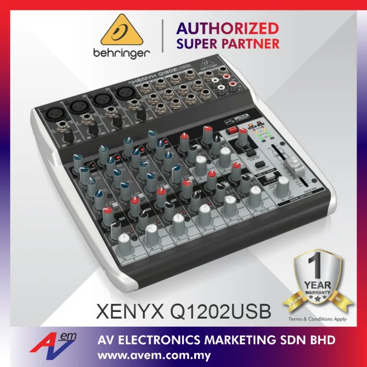 BEHRINGER XENYX Q1202USB Premium 12Input 2Bus Mixer with XENYX Mic