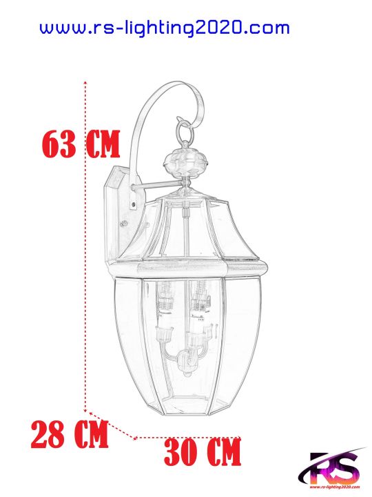 โคมไฟกิ่งผนังภายนอกอาคาร-ติดกำแพง-ไฟภายนอก-ไฟกิ่ง-ไฟกิ่งทองเหลือง-ไฟทองเหลือง-rs-bw3040-300-ไม่รวมหลอดไฟ