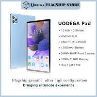 UODEGA 2023 แท็บเล็ต 12 นิ้วใหม่ล่าสุด 5G แท็บเล็ตบลูทู ธ 5.0 11 คอร์คอมพิวเตอร์ราคาถูกภาพความละเอียดสูง 16GB + 1024GB แท็บเล็ต Android รองรับซิมการ์ด 4G / 5G