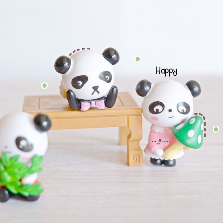 model-panda-หมีแพนด้าชุดลูกบอล-ตุุ๊กตาจิ๋วแต่งกระถาง-ตุ๊กตาตั้งโต๊ะทำงานน่ารัก