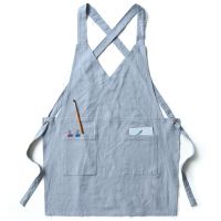 50LB Wrap Front V-Neck Canvas Apron with Front Pockets Adjustable Cross Back Kitchen Bib for DIY Painting Cooking Baking