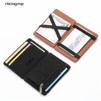 COD KKW MALL [risingmp] New Men Male PU Leather Small Magic Wallets Zipper Coin Bank Card Case Holder ♨On sale