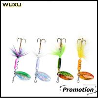 WUXU 4Pcs โลหะสำหรับตกแต่ง เหยื่อตกปลาโลหะ 4สีค่ะ พร้อมตะขอขนนก ล่อจิ๊กกิ้งโลหะ ของใหม่ เหยื่อตกปลาข้อเหวี่ยง เหยื่อล่อตกปลา เครื่องมือสำหรับตกปลา