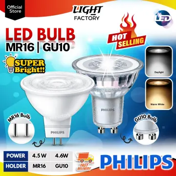 Philips LED GU10 Essential (4.6-50W 2700K Warm White) 827 36D Light Bulb, Mentol Lampu