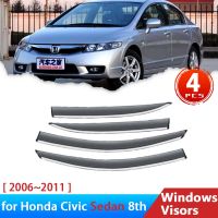 4x กระจกสำหรับฮอนด้าซีวิคเอฟเอ FD FG Acura CSX 2006 ~ 2011อุปกรณ์ D Eflectors รถด้านข้างหน้าต่าง Visor ตัดฝนคิ้วยาม