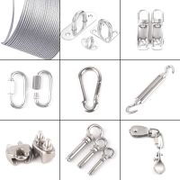 ✌ SS304 Canopy Sun Shade Net Installation Connectors Sunshade Sails Accessories Stainless Steel Clamp Pulley Wire Rope Tensioner