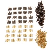 ✷✐ DRELD 40Pcs 13x12mm Mini Cabinet Drawer Door Butt Hinges Antique 4 Holes Jewelry Boxes Decorative Hinges for Furniture Hardware