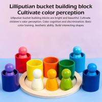 Rainbow Stacker Balls Building Blocks Puzzle Sorting ถาดไม้การศึกษา Ball Frosted Balls ของเล่นคนร้ายของเล่น Montessori J9W1