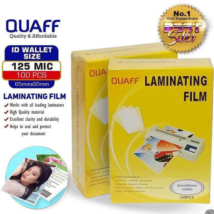 Quaff laminating film id size 125 mic 65mm x95mm Lazada PH