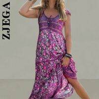 【Ladies shop】 Zjega SleevelessWomen NewBasic LongMaxiFloral Printup Vestidos เสื้อผ้าผู้หญิง Female