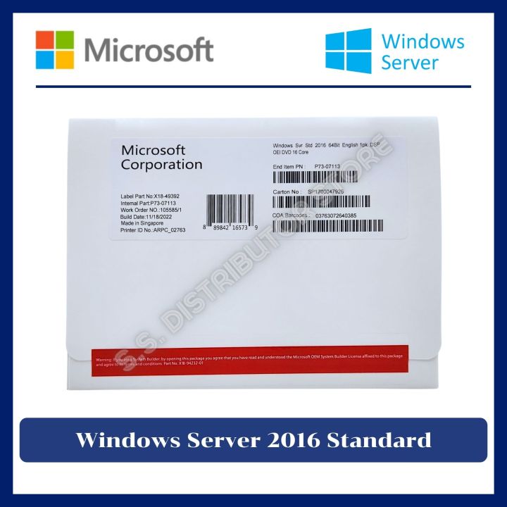 Windows Server 2016 Standard 64 Bit (OEM) P73-07113 | Lazada.co.th