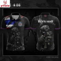 พร้อมส่ง เสื้อยืด A06 เสื้อโปโลทหารพราน คอปกพิมพ์ลาย BLACK ARMY