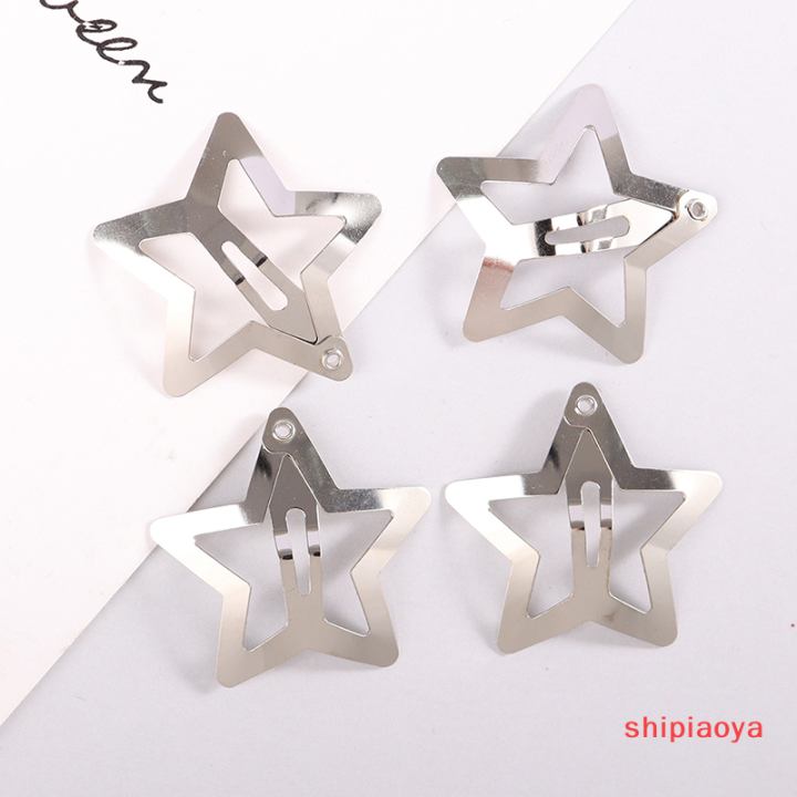 shipiaoya-ดาวสีเงินที่ทันสมัยใหม่4ชิ้น-bb-กิ๊บหนีบผมดาวมินิมอลลิสต์คลิปหนีบผมสำหรับ2023เครื่องประดับที่ตกแต่งผมสำหรับเด็กผู้หญิง