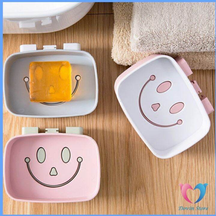 dovin-กล่องสบู่-ไม่ต้องเจาะผนัง-หน้ายิ้มติดผนังได้-smiley-soap-box