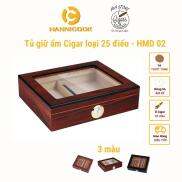 Hộp ủ Cigar - Tủ bảo quản Xì Gà 25 điếu - Gỗ Tuyết Tùng, ba màu sang trọng