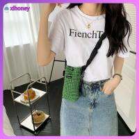 XIHONEY รูปแบบของภาพ กระเป๋าสะพายผ้าใบขนาดเล็ก มินิมินิ เชือกหูรูด กุญแจ Crossbody กระเป๋า ที่มีคุณภาพสูง ผ้าขนสัตว์ผ้าขนสัตว์ผ้า กระเป๋าสะพายข้างลาย Houndstooth