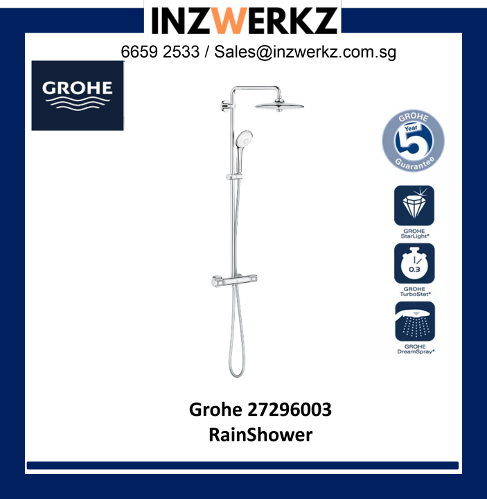 Grohe 27296003 Euphoria 260 Thermostat Rain Shower System Shower Mixer