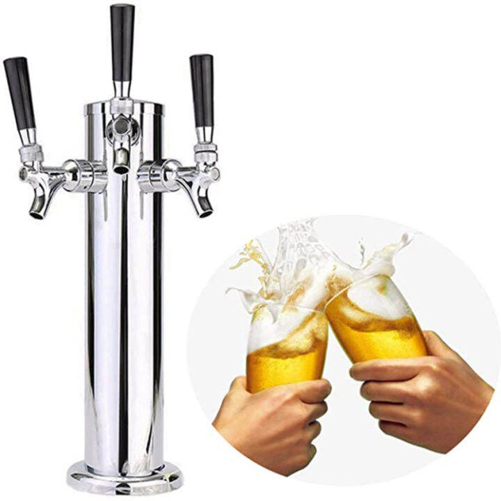 Triple Tap Draft Beer Tower, Beer Kegerator Tower Dispenser Kit with 3