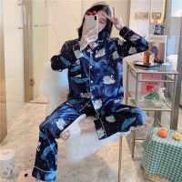 Large Size 6XL 7XL 8XL Pajamas Set Casual Sleepwear Women Satin 2PCS Shirt&amp;Pants Lounge Wear Soft Home Clothes Pyjamas Nightwear