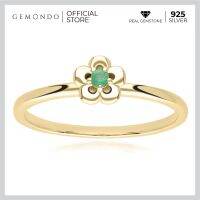 Gemondo แหวนทองคำ 9K ประดับมรกต (Emerald) ดีไซน์ดอกไม้ 5 กลีบ