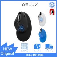 Delux M618XSD เมาส์ไร้สาย สามโหมด แนวตั้ง พร้อมจอแสดงผล LED RGB sd