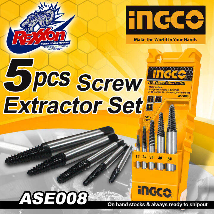 INGCO 5pcs Screw Extractor Set ASE008 Rexxon Power Tools Trading Lazada PH