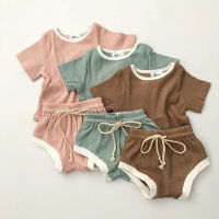 2Pcs Fashion New Summer Newborn Baby Girls Boys Clothes Cotton Casual Short Sleeve Tops T-shirt+Shorts Toddler Infant Outfit Set  by Hs2023