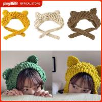 PING3693 หูแมวน่ารัก หมวกป้องกันหู กันลม ฤดูหนาวฤดูใบไม้ร่วงฤดูหนาว หมวกลำลอง แฟชั่นสำหรับผู้หญิง หมวกอุ่นๆ สาวๆ