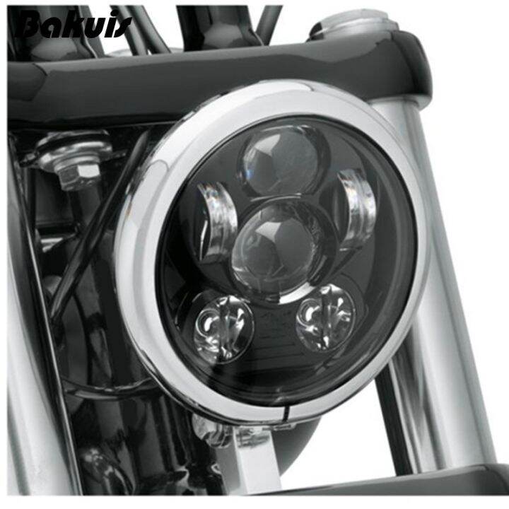 สีดำ5-75ไฟหน้า-led-นิ้ว5-3-4-led-drl-45w-ไฟหน้ารถจักรยานยนต์สำหรับ-sportster-883-xl883-fxcw