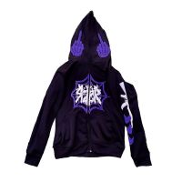 利Hoodie Spider Web Skull กราฟิกเสื้อกันหนาว Y2k แจ็คเก็ต2022 Harajuku เสื้อผ้าเสื้อกันหนาวผู้หญิง Goth Hip Hop Grunge