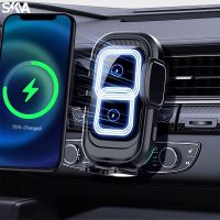 Dual Coil Wireless Car Charger 15W Qi Fast Charging Auto-Clamping Car Mount For Iphone 13 12 Mini Pro Max XS Galaxy Z Flip 3 S22