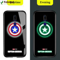 สำหรับ OPPO F11เคสมือถือส่องสว่างเรืองแสงในที่มืด Marvel Avenger โลโก้ซูเปอร์ฮีโร่เคสมันวาวสไปเดอร์แมนไอรอนแมนกระจกเทมเปอร์ธอร์เคสฝาหลัง